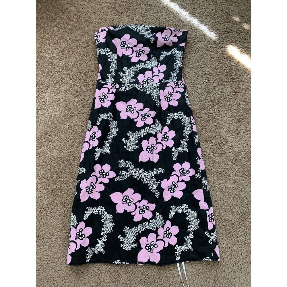 PEEP STUDIO strapless dress black with Pink White floral‎ print size 3